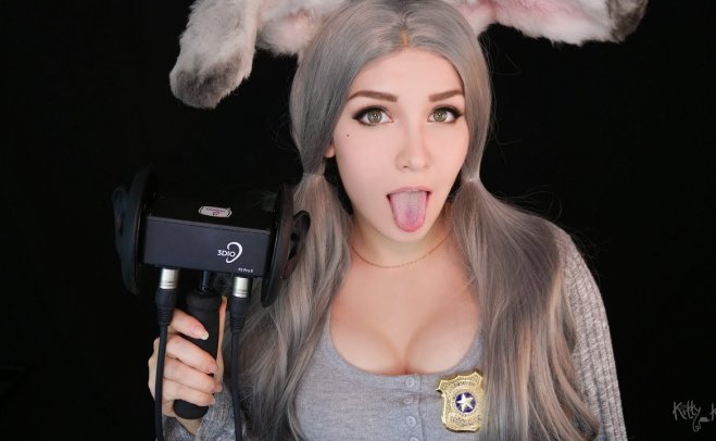 [KittyKlaw ASMR] ASMR模拟兔子吃耳舔耳（超棒）