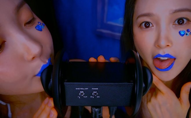 [完整版][Eunzel ASMR]蓝色魔女的吃耳朵舔耳，无人声